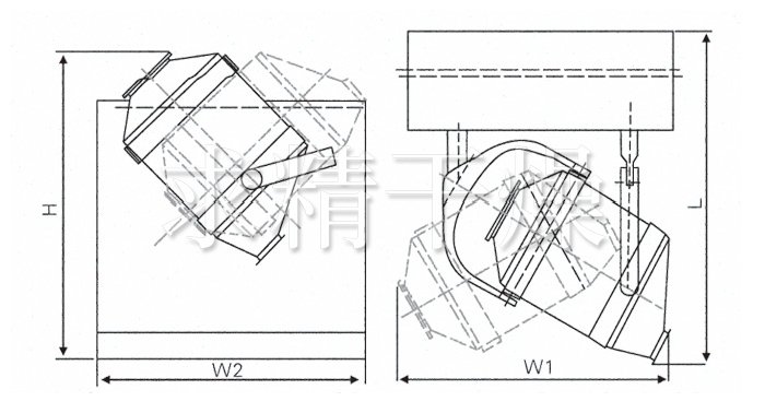 三維運動混合機結(jié)構(gòu)示意圖